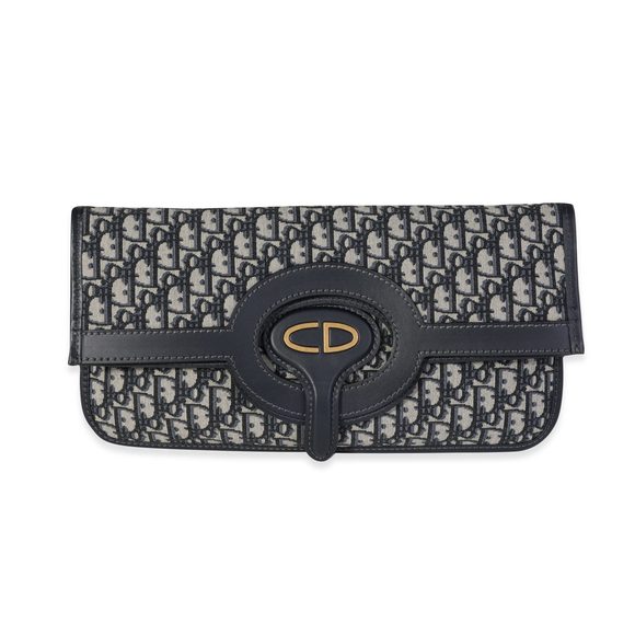 Dior Blue Oblique Jacquard Fold Over Clutch - Picture 1 of 7
